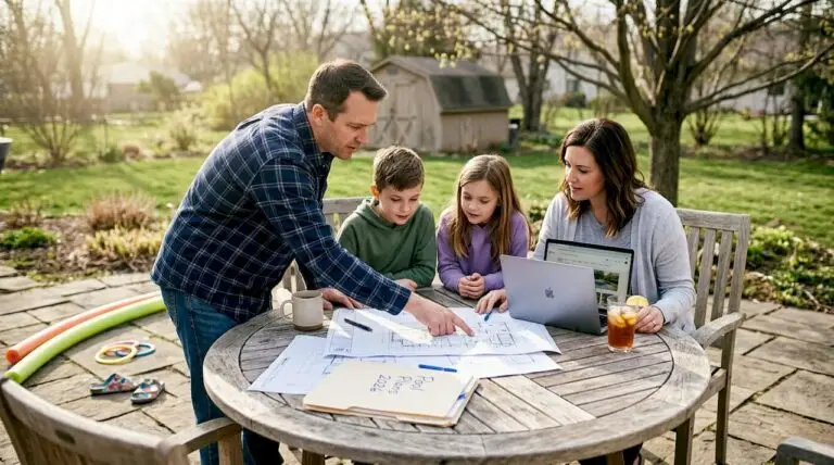 Family planning backyard pool in Indiana