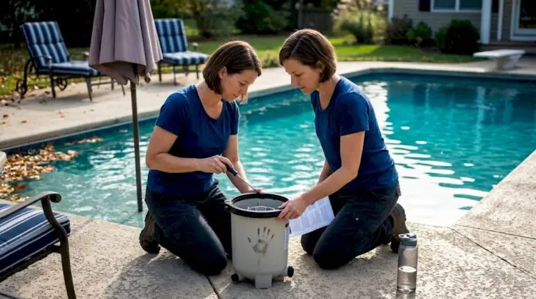 Homeowner checking pool filter system